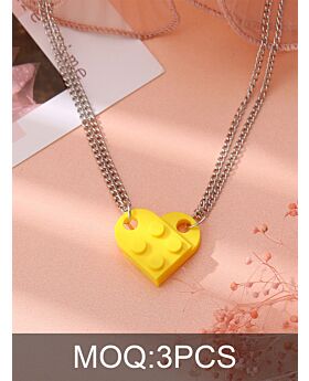 Creative Heart-shaped Building Block Double-Layer Necklace