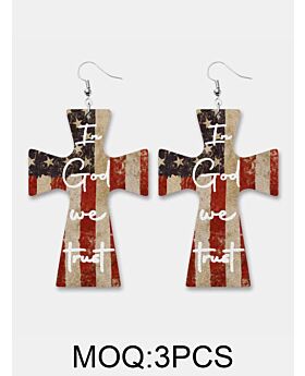 Independence Day Cross Love Sunflower Earrings