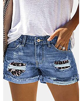 Snakeskin & Camo Daisy Print Patched Denim Shorts
brown
