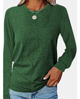 Round Neck Long Sleeve Plain T-shirt Wholesale 210607611