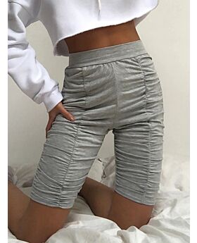 Summer Casual Solid Color Sports Pleated Shorts 210710065