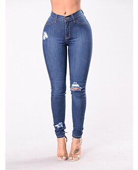 Ripped Skinny High Waist Jeans Denim Pants 210717134
