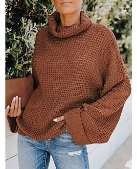 Knitted Loose Turtleneck  Autumn Winter Full Sleeves Thick Sweater 210719246