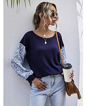 Stitching Knitwear Floral Blouse T-shirt Hoodie 210803360