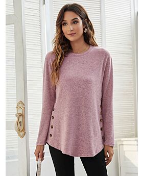 Cashmere Button Decor Women T-shirt Blouse Wholesale 210824321