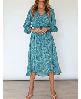 Long Sleeve V-Neck High Waist Maxi Dress Wholesale Clothing 210824540