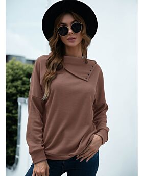 Side Lapel Button Jersey Pullover Blouses 210826722