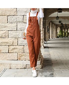 Retro Solid Color Suspenders Women Corduroy Overalls Wholesale Jumpsuits