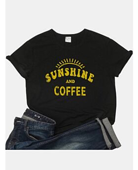 SUNSHINE AND COFFEE Letter Sun Print Short Sleeve Tee Wholesale