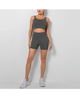 Knitted Sports Bra & Butt Lift Threaded Shorts Sports Fitness Seamless Yoga Suits Wholesale Activewear Sets 