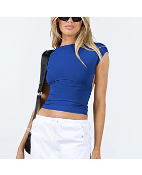 Backless Comfortable Breathable Short Sleeve T-Shirt Crop Tops Wholesale Women'S Tops N4623050400002
