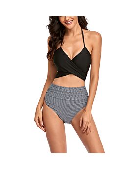 Cross Bandage Sexy Halterneck Bikini Sets Split Swimsuit Wholesale Womens Swimwear  N5323022800149