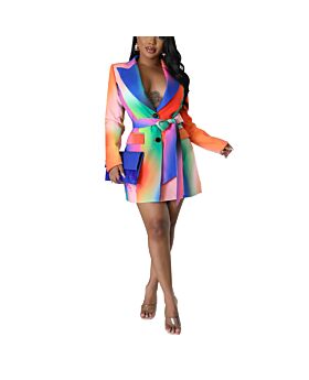 Fashion Suit Dress Tie Dye Belted Wholesale Womens Clothing N3823103000107