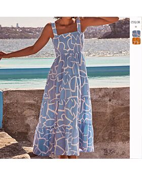 Geometric Print Sexy Sling Fashion Vacation Slip Dress Wholesale Dresses
