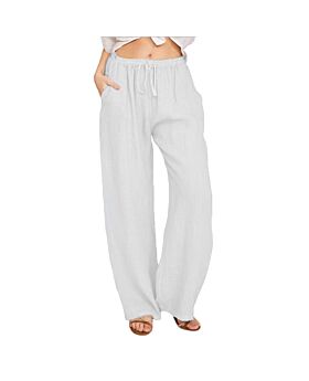 Loose Solid Color Drawstring Cotton & Linen Women'S Casual Trousers Wholesale Pants N5323032300054
