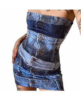 Fashion Printed Slim Fit Backless Sheath Tube Top Bodycon Dress Wholesale Dresses N5323032300062