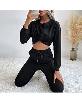 Women Two-Piece Short Knotted Casual Sports Wholesale Two Piece Sets SO163011