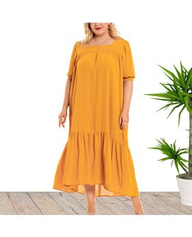 Wholesale Women'S Plus Size Clothing Square Neck Solid Color Short Sleeve Loose Dress N4623021400200