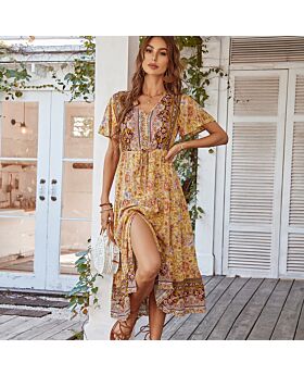 Wholesale Bohemian Dress For Women Casual Printed Vacation Dress SD191082