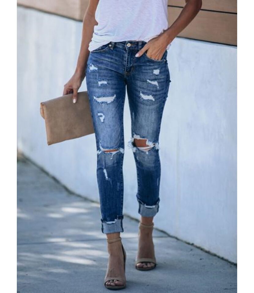 Street Style Ripped Denim Jeans