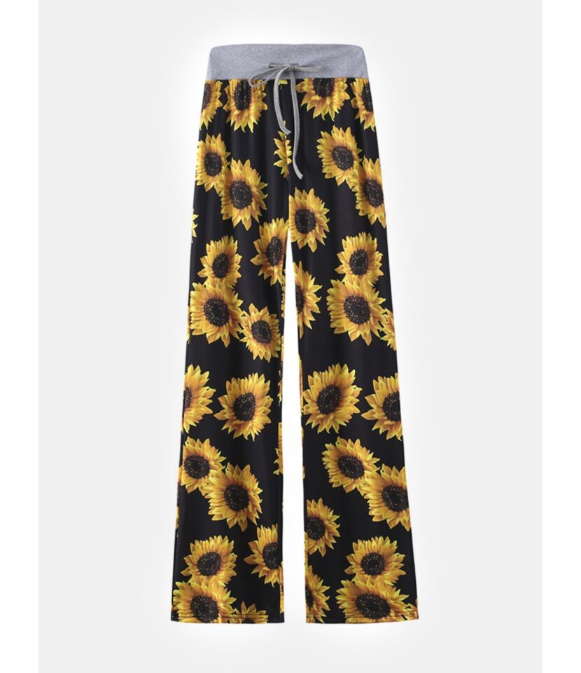 Sunflower Print Drawcord Homewear Pants