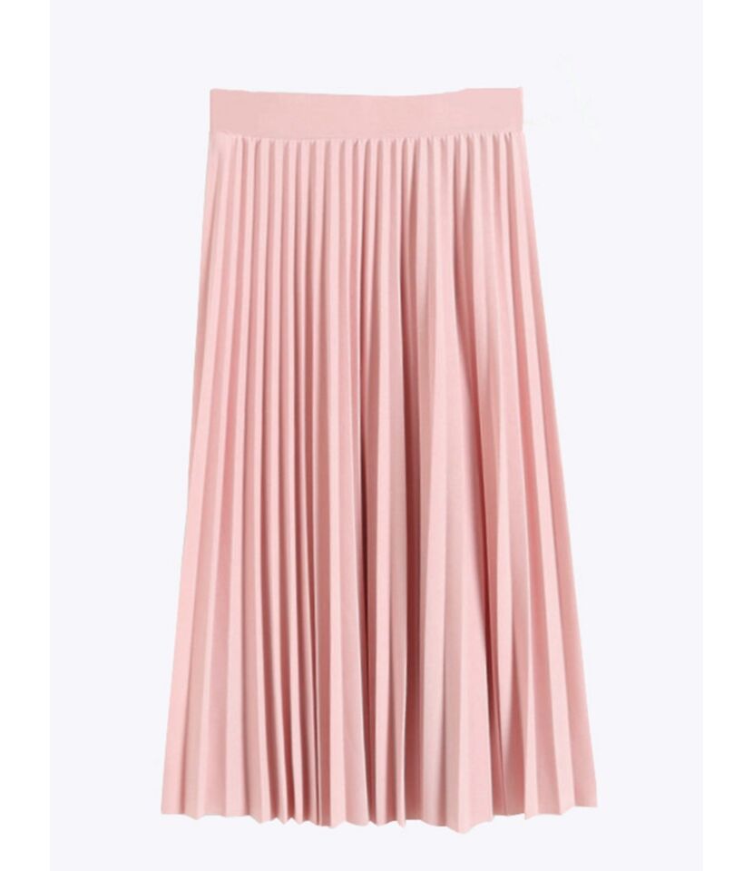 Solid Color High-rise Pleated Skirt