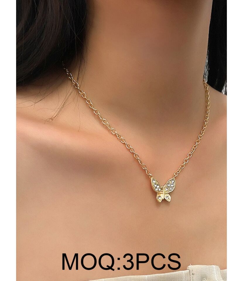 Korean Butterfly Pendant Single Layer Necklace