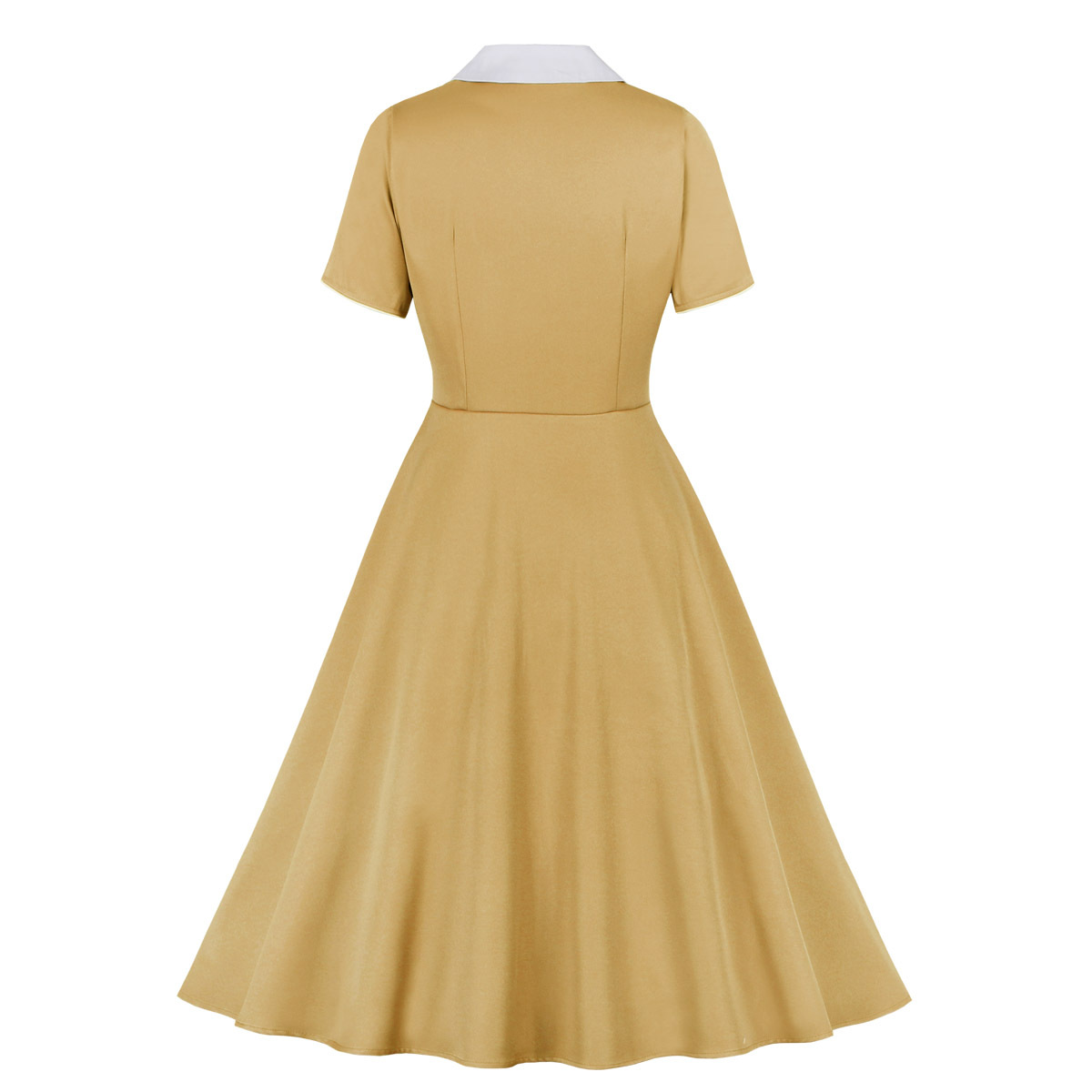 Colorblock Elegant Single-Breasted Lapel Swing Vintage Dress Wholesale ...