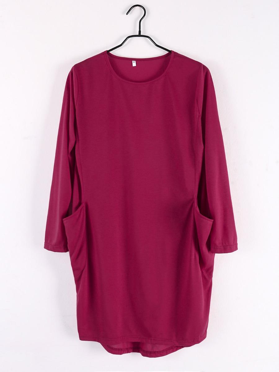 Casual Loose Solid Color Pocket Dress
