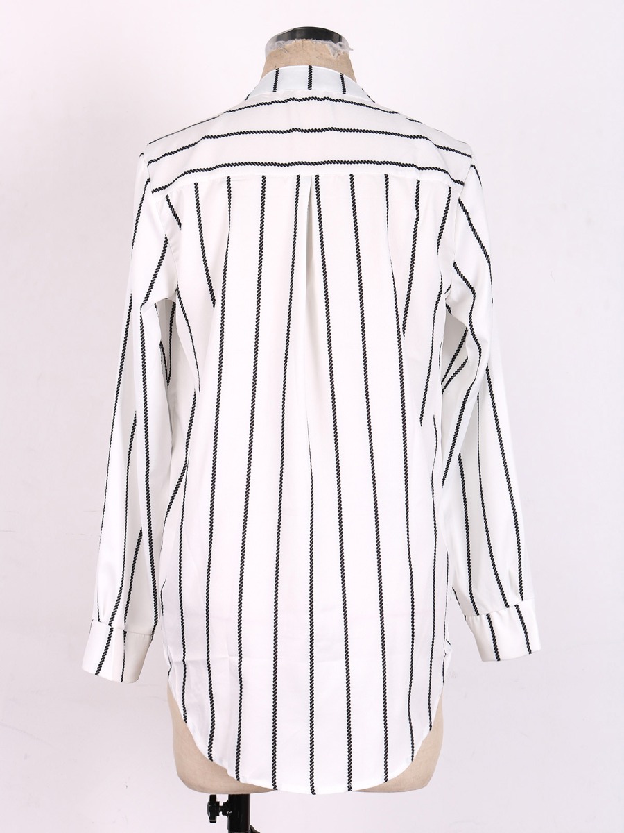 V-neck Pocket Size Striped Shirt
